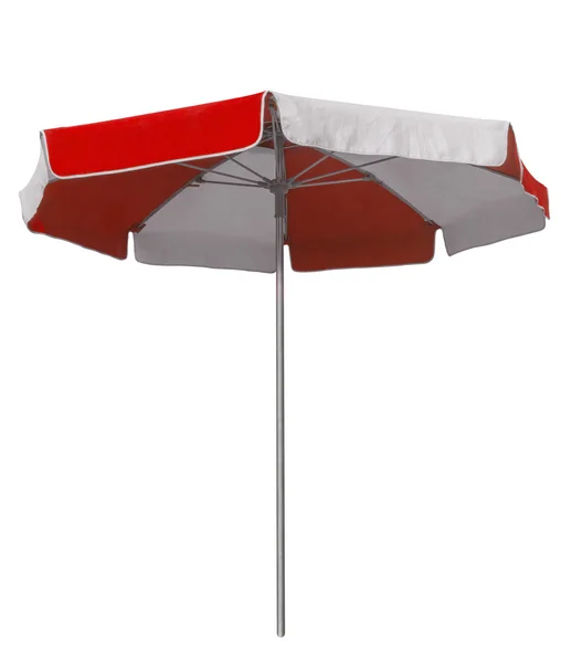 Parapluie de plage à rayures rouges et blanches — Photo