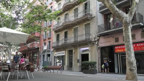 Straat La Rambla, Barcelona — Stockvideo