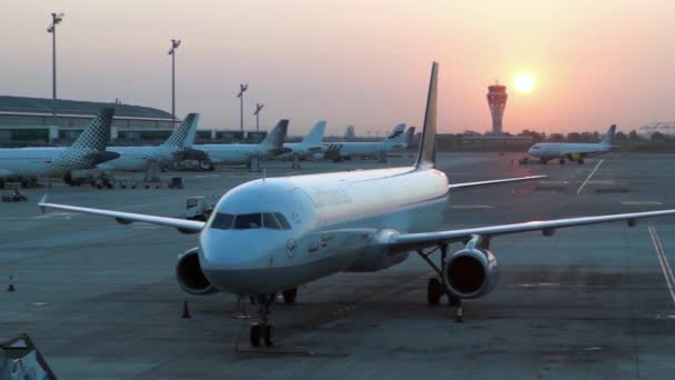 Aerei all'aeroporto internazionale di Francoforte — Video Stock