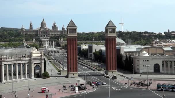 Barcelona vista da montanha montjuic — Vídeo de Stock