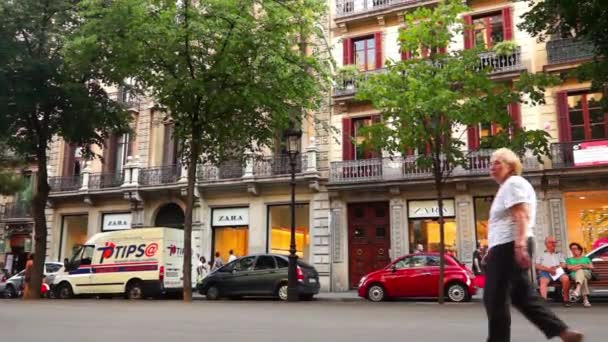 Barcelona-e - la rambla Straße — Stockvideo