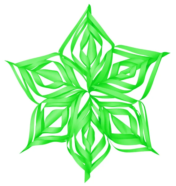 Christmas green paper snowflake — Stock Photo, Image