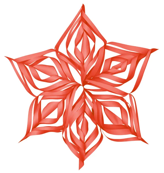 Christmas red paper snowflake — Stock Photo, Image