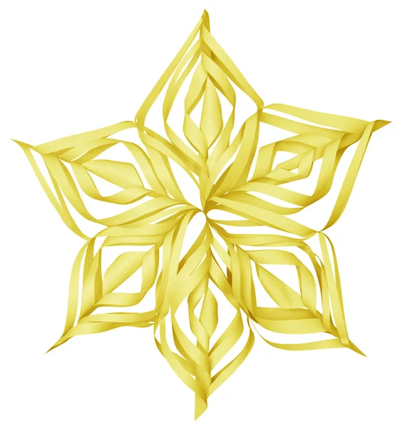 Christmas yellow paper snowflake — Stock Photo, Image