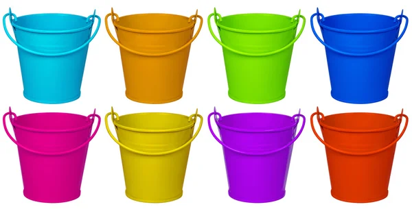 Empty buckets - colorful — Stock Photo, Image