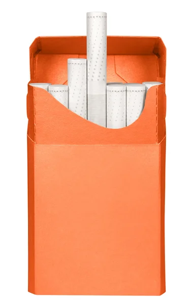 Cigaretter box - öppnade-orange — Stockfoto