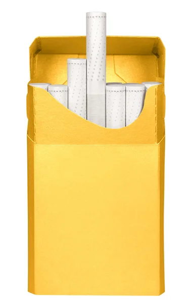 Caixa de cigarros - aberto-amarelo — Fotografia de Stock