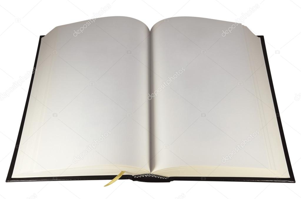Open Old Blank Book With Clipping Path Stock Photo - Download