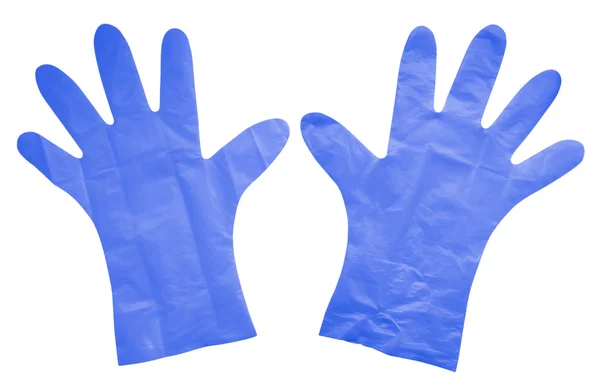 Rękawice z tworzyw sztucznych na białym tle - niebieski — Zdjęcie stockowe
