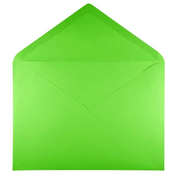 Envelope aberto em branco - verde — Fotografia de Stock