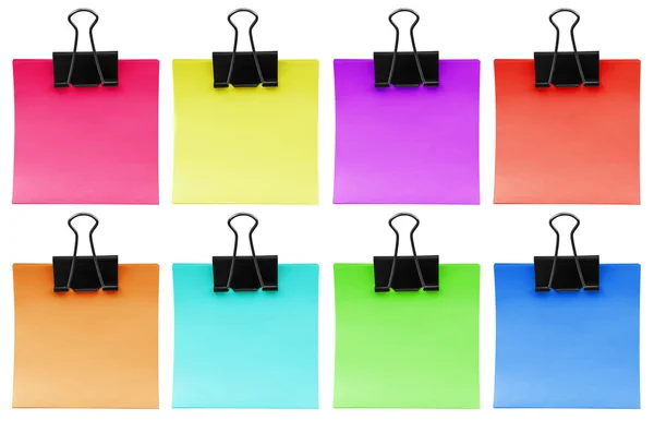 Block of note paper with clip - colorful — Stock Photo, Image