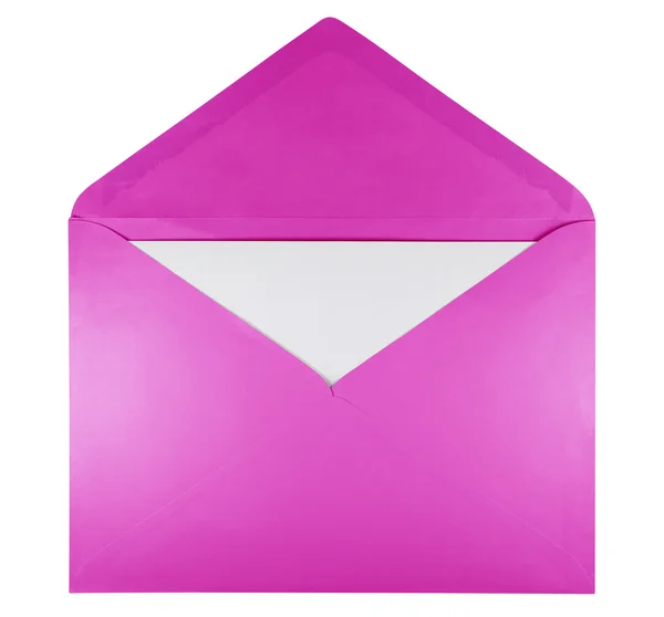 Envelope aberto em branco - rosa — Fotografia de Stock