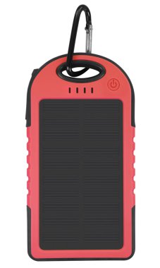 Power bank with a solar panel - red clipart