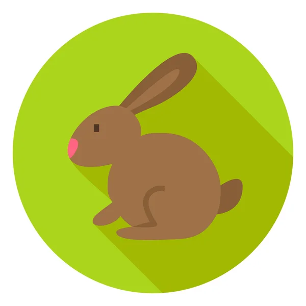 Easter Rabbit Circle Icon with long Shadow — Stock Vector