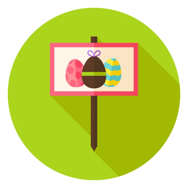 Garden Sign with Easter Eggs Circle Icon — Stock Vector