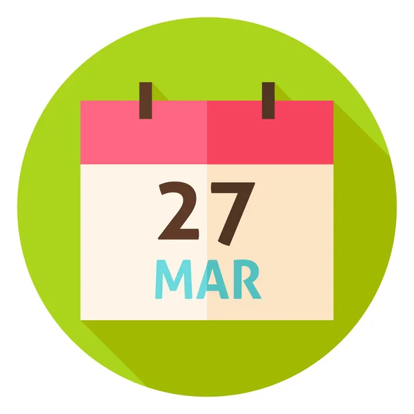 27 de março Calendário de Páscoa Ícone do Círculo de Data — Vetor de Stock
