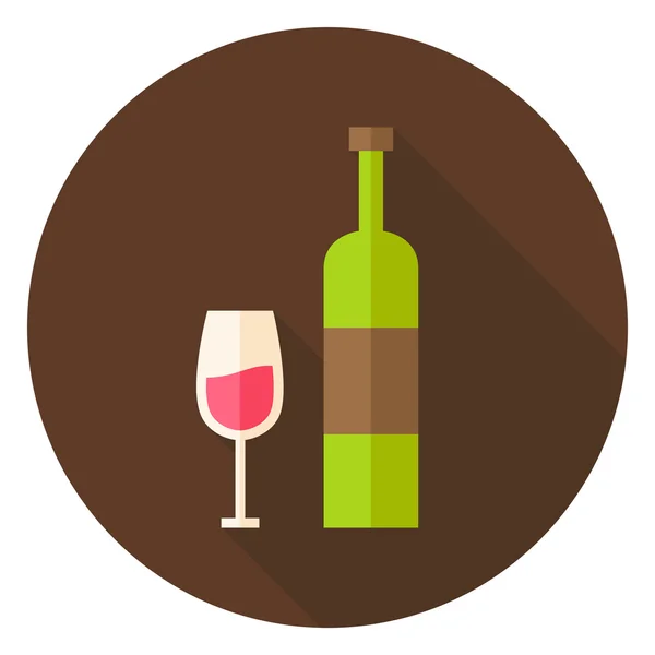 Wine Bottle with Glass Circle Icon — ストックベクタ