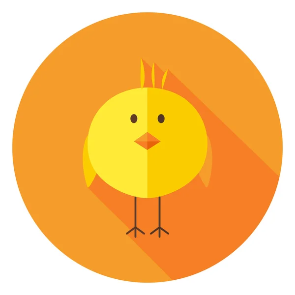 Yellow Chick Circle Icon with long Shadow — Stock Vector