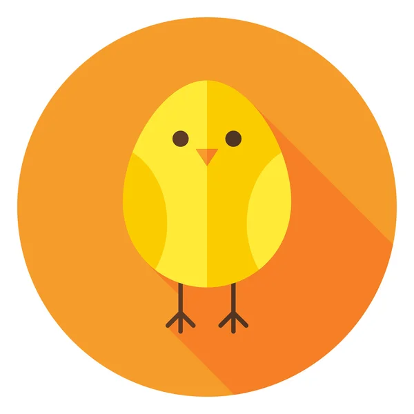Ícone amarelo do círculo da galinha com sombra longa — Vetor de Stock