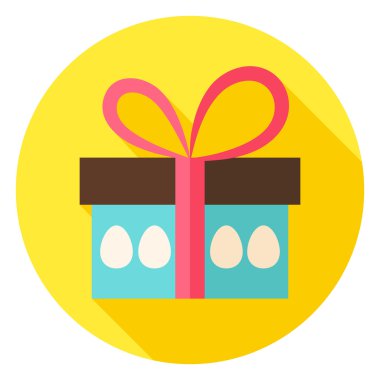 Gift Box with Easter Eggs Circle Icon