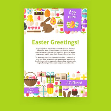Happy Easter Holiday Vector Invitation Template Poster