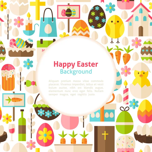 Flat Happy Easter Vector Background — Stockvector