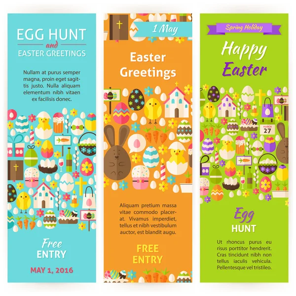 Easter Holiday Vector Invitation Vertical Flyer Set — Stockvector