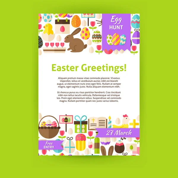 Happy Easter Holiday Vector Invitation Template Poster — Stockvector