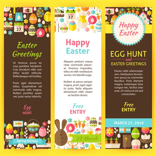 Happy Easter Vector Party Invitation Flyer Set — Stock Vector
