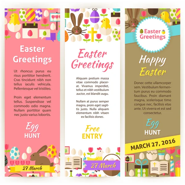 Happy Easter Vector Vertical Flyer Set — Stockvector