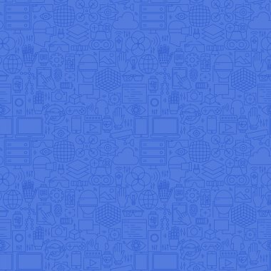 Blue Thin Line Virtual Reality Seamless Pattern