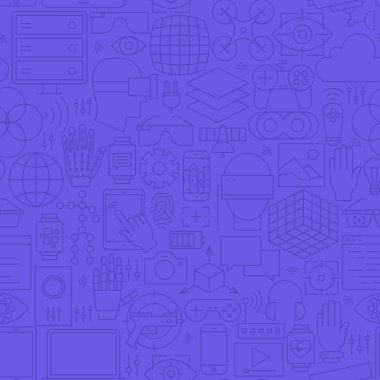 İnce çizgi sanal gerçeklik sorunsuz koyu mavi örnek