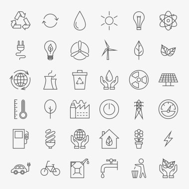 Ecology Line Art Design Simgeler Büyük Set