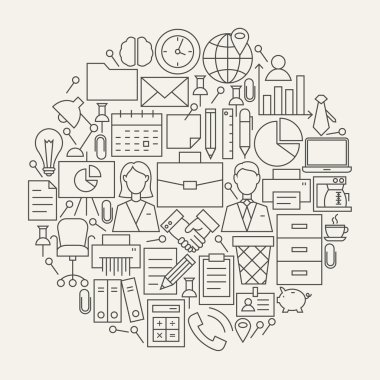 Business Office Line Simgeleri Daire Şeklini Ayarla