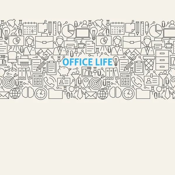 Línea de vida de oficina de negocios Arte sin costura Web Banner — Vector de stock