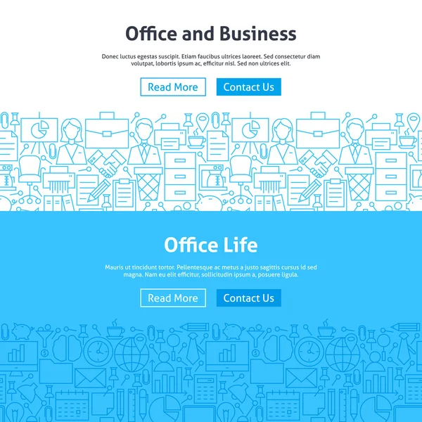 Бизнес-офис Life Line Art Web Banners — стоковый вектор