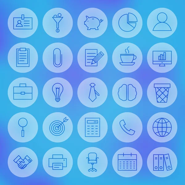 Line Circle Web Business Office Icons set — Stockvector