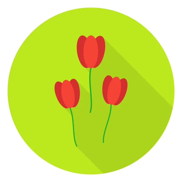 Tres tulipanes jardín flores círculo icono — Vector de stock