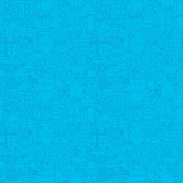 細い線の青い建設のシームレス パターン — ストックベクタ