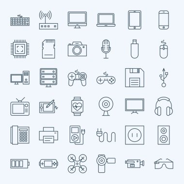 Satır becerikli alet ve cihazlar Icons Set