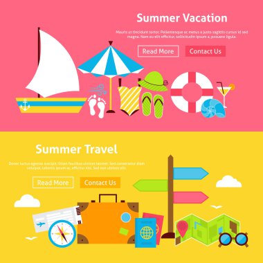 Yaz seyahat tatil düz Web sitesi Banner ayarla