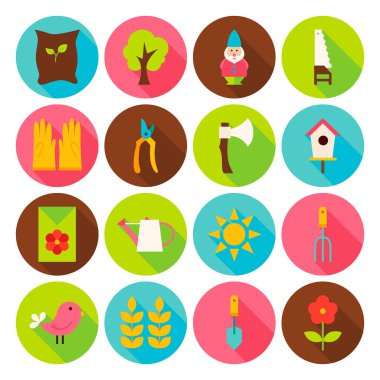 Araçlar daire Icons Set uzun Gölge Bahçe