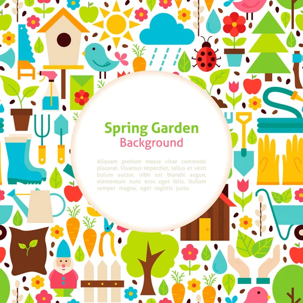 Flat Spring Garden Vector achtergrond — Stockvector