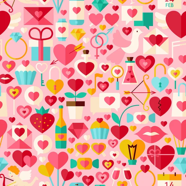 Valentine den růžový vektor plochý Design vzor bezešvé — Stockový vektor