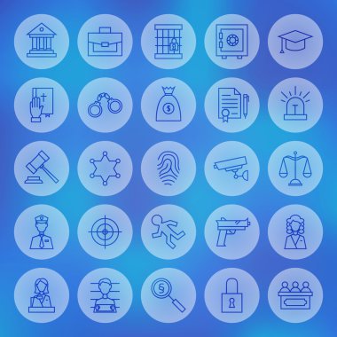 Çizgi daire hukuk ve adalet Icons Set