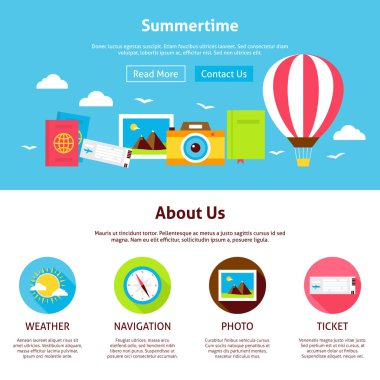 Yaz aylarında düz Web tasarım şablonu
