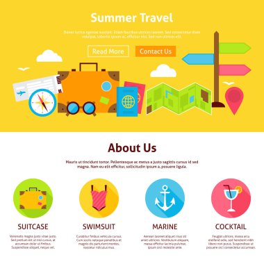 Yaz seyahat etmek düz Web tasarım şablonu