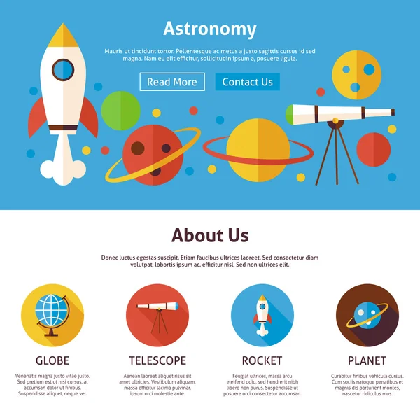 Plantilla de diseño web plana de Astronomía — Archivo Imágenes Vectoriales