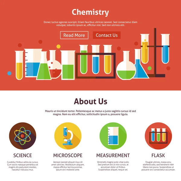 Chimica Scienza Flat Web Design Template — Vettoriale Stock