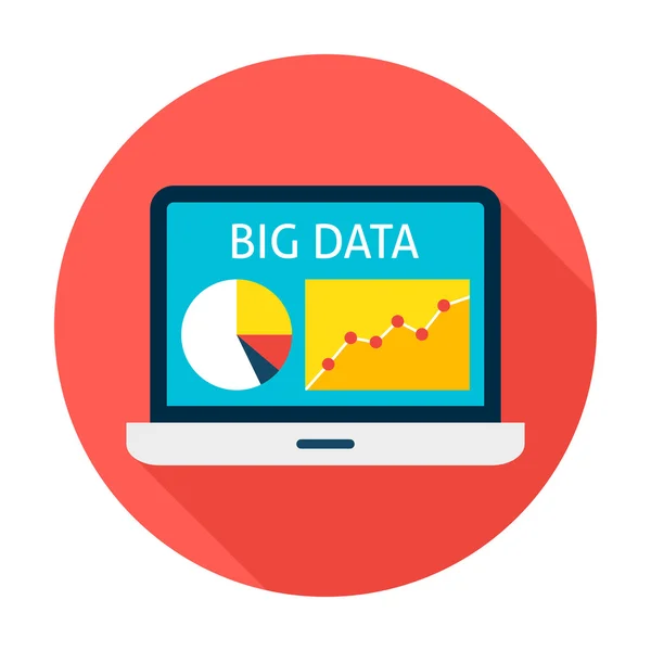 Big Data Laptop Flat cirkel pictogram — Stockvector